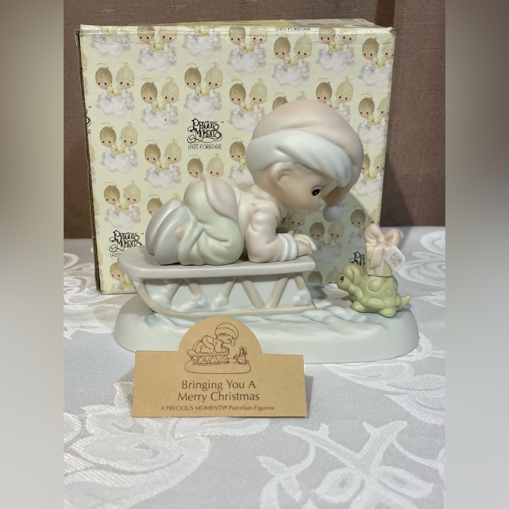 Precious Moments “Bringing You A Merry Christmas” Figurine EUC